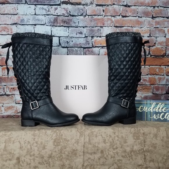 quilted wide calf boots